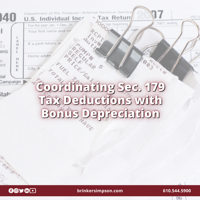 Coordinating Sec. 179 Tax Deductions with Bonus Depreciation
