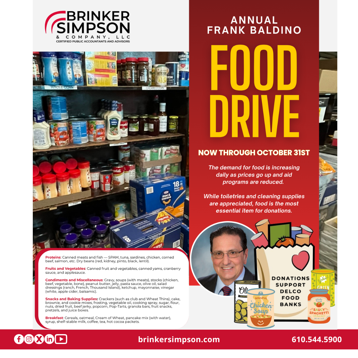 Annual Frank Baldino Food Drive - Now through October 31