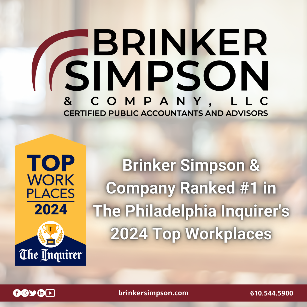 Brinker Simpson Ranked #1 in Inquirer's Top Workplaces for 2024