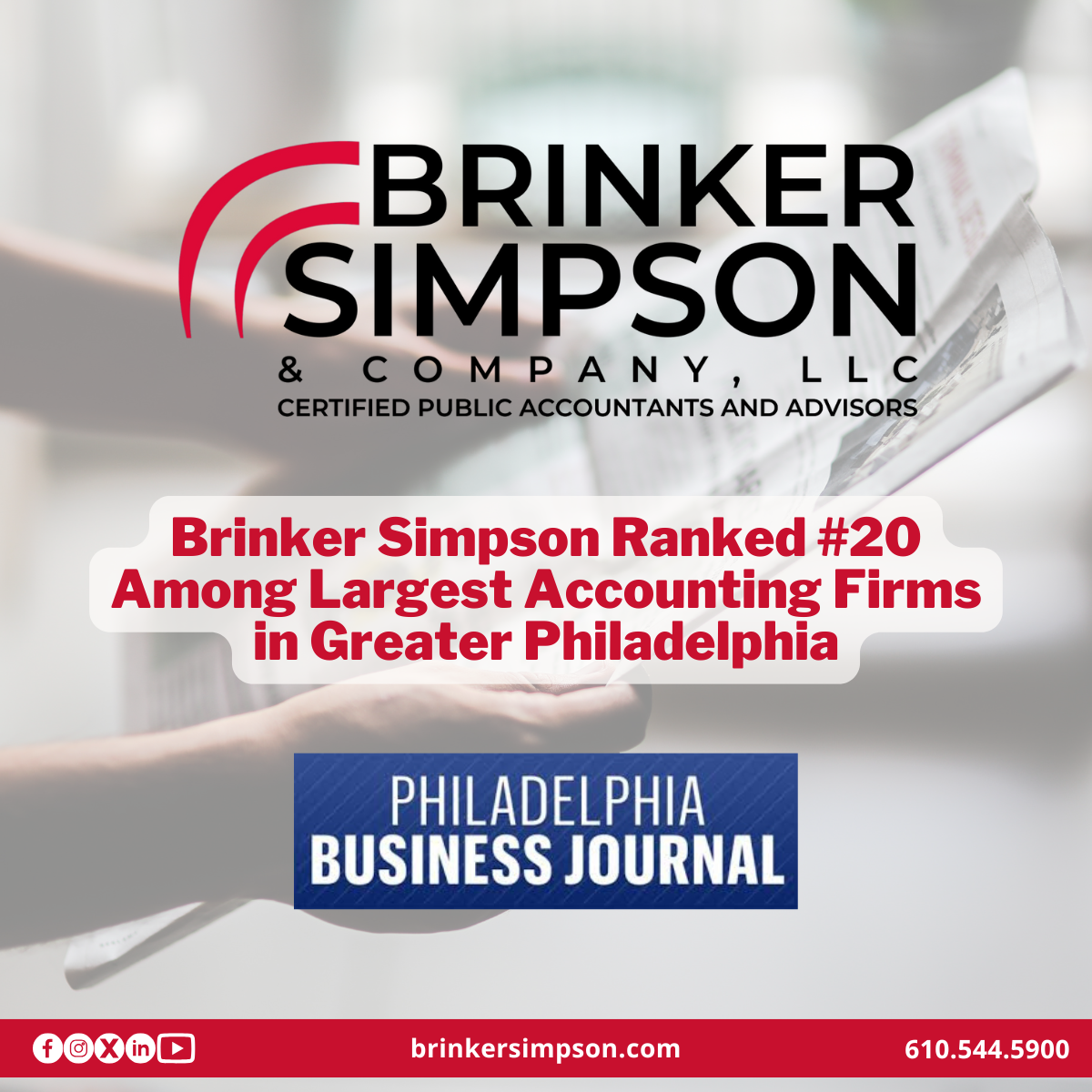 Brinker Simpson Ranked #20 Among Largest Accounting Firms in the Region
