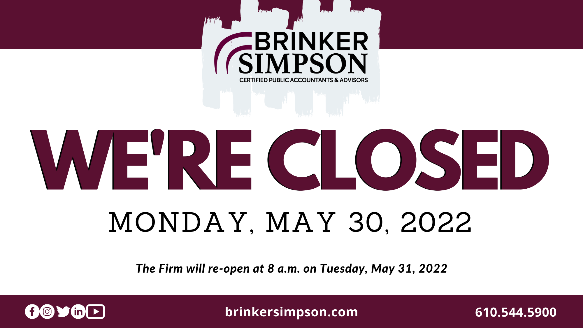 Our Office Will Be Closed on Monday, May 30